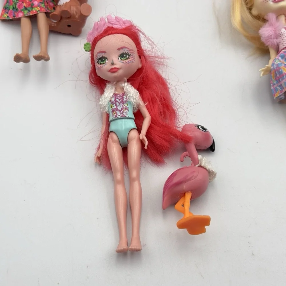 Mattel‎ Enchantimals Lot of 5 Fashion Dolls Pet Animals Skink Fox Reindeer